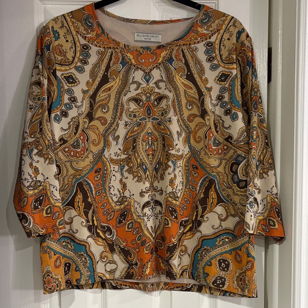 Allison Daley Multicolor Paisley Blouse